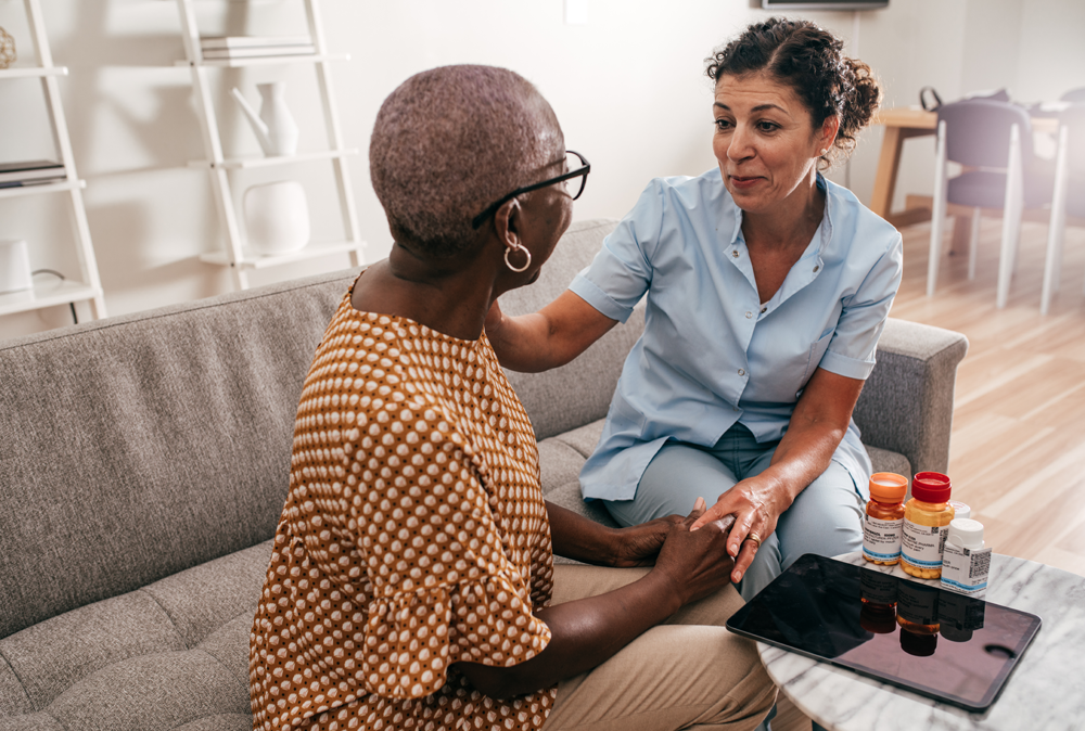 Client and Carer with Medicine