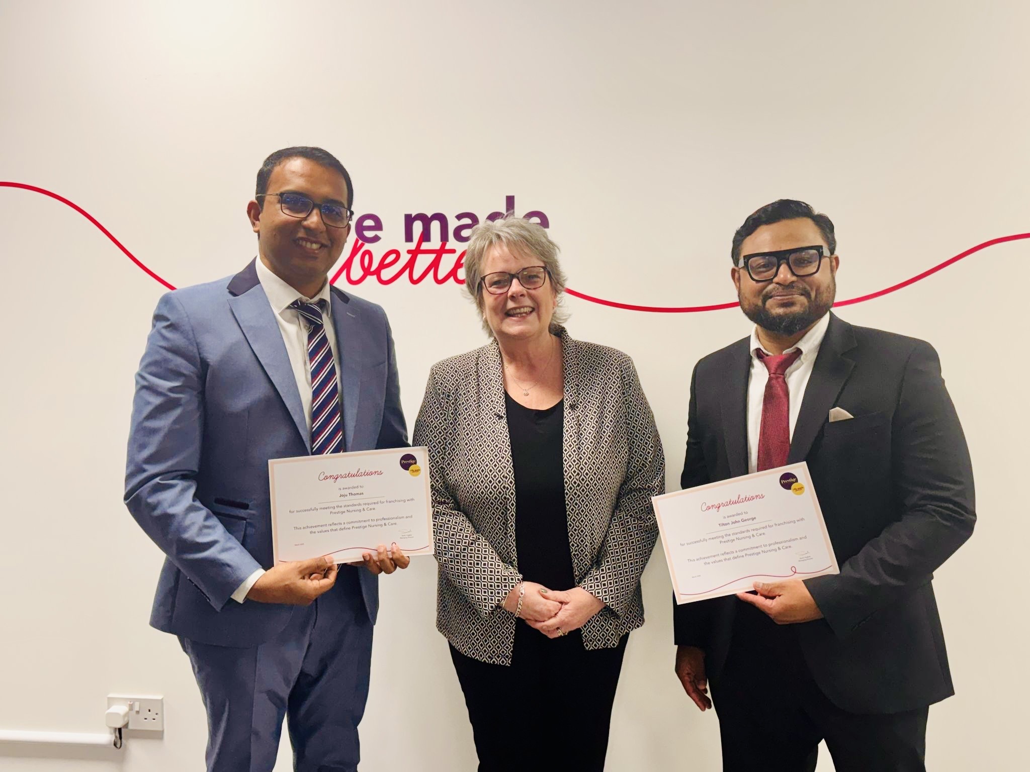 Joju Thomas and Tilton John proudly received their franchisee training certificates from Managing Director, Sarah Hughes.